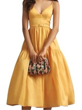 Hutch Atherton Sunflower Yellow Midi Dress NWT Size 2